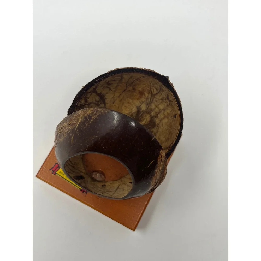 VTG Silver Springs Florida Coconut Shell Napkin Holder Tropical Tiki 3.5X3.5